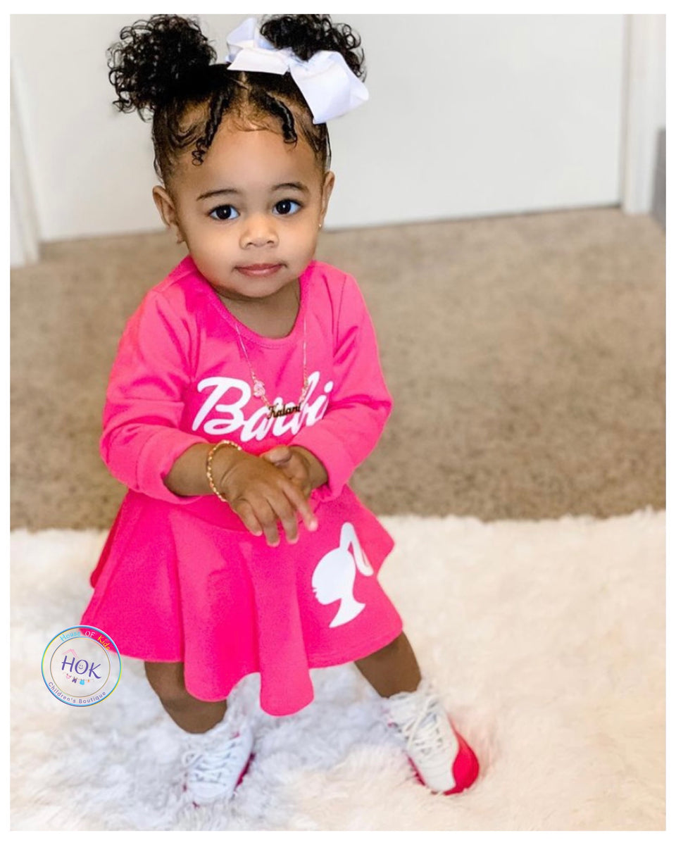 Barbie Toddler Girls Short Sleeve Dress Pink 4T